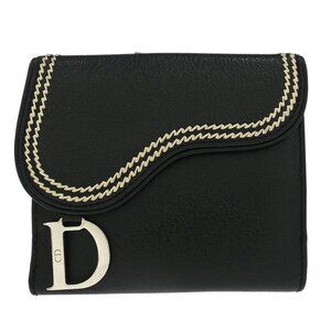 Christian Dior Black Saddle Leather Wallet 02-LU-0035 117156